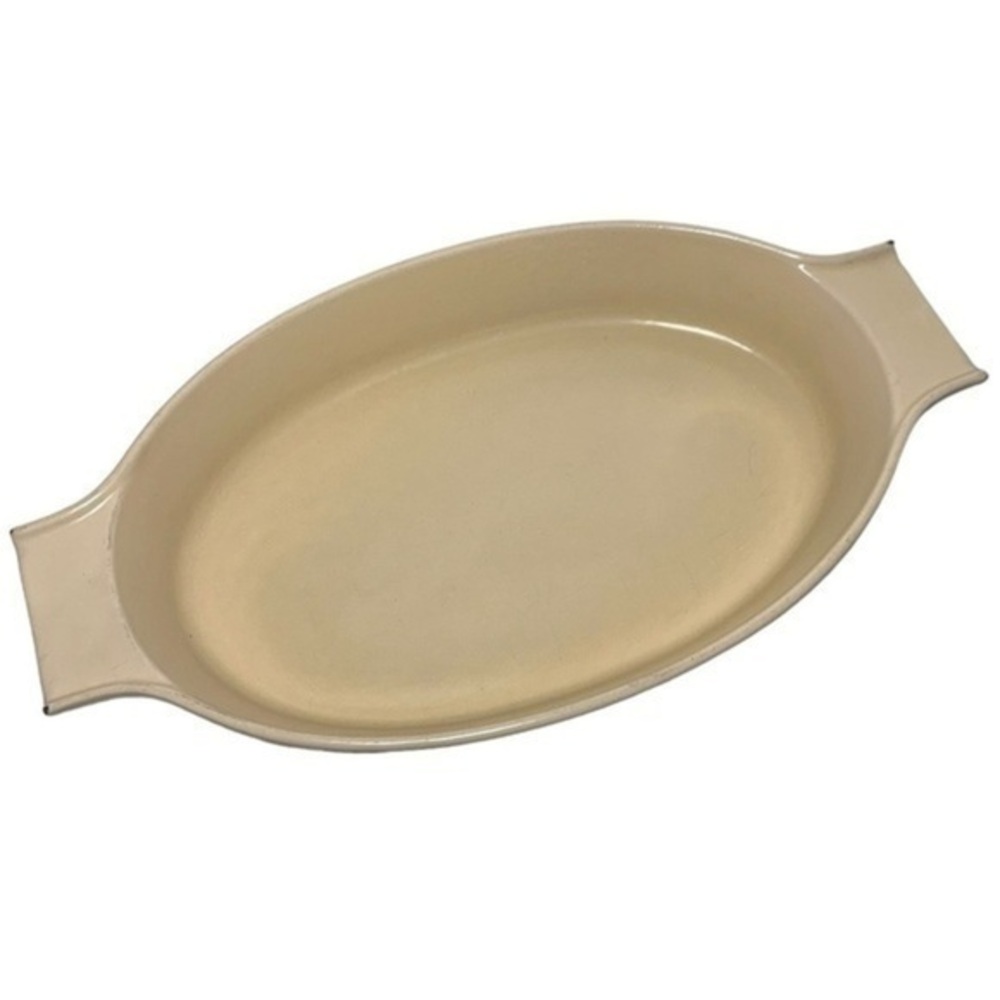 Copco Cast Iron Tan Enamel Baker Michael Lax Denmark Oval 14” Casserole Dish